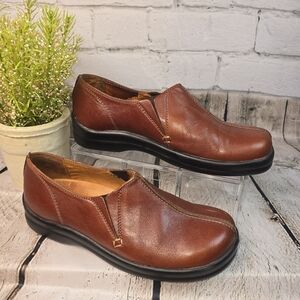 BIRKENSTOCK FOOTPRINTS BROWN LEATHER SLIP ON SHOE LOAFER WOMENS 38 (7.5)